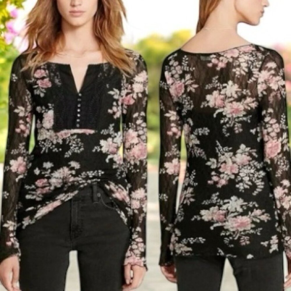 Y2K Denim & Supply Ralph Lauren Sheer Long Sleeve Fairygoth‎ Dark Romantic S